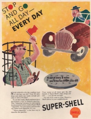 ORIG. VINTAGE MAGAZINE AD: 1937 SHELL GAS ADby: Steig (Illust.), William, William