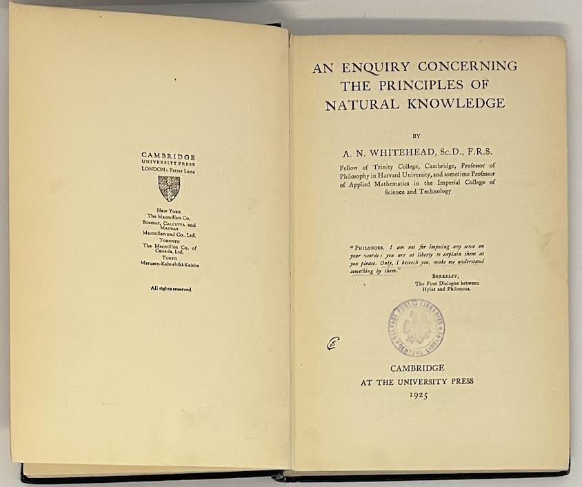 Enquiry Concerning the Principles of Natural Knowledge, Anby: Whitehead, A.N.