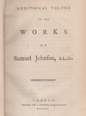 Additional Volume to the Works of Samual Johnson, LL.Dby: N/A