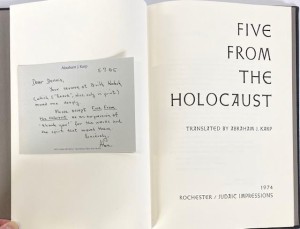 Five From the Holocaustby: Karp, Abraham J. (Translator/Editor)
