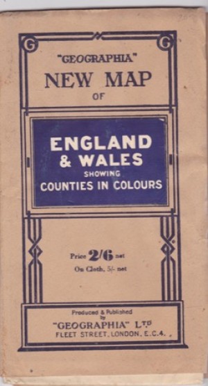 Geographia New Map of England & Wales, showing counties in colours. (ca. 101 x 75 cm) by: n/a
