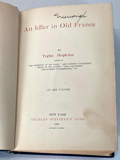 Idler in Old France, Anby: Hopkins, Tighe