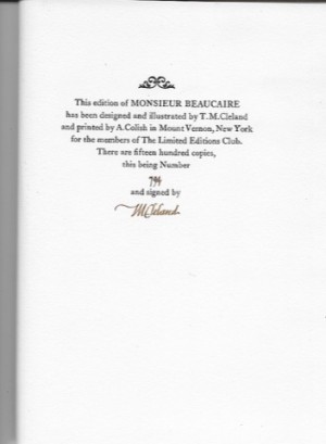 Monsieur Beaucaire (SIGNED BY ILLUSTRATOR)by: Tarkington, Booth