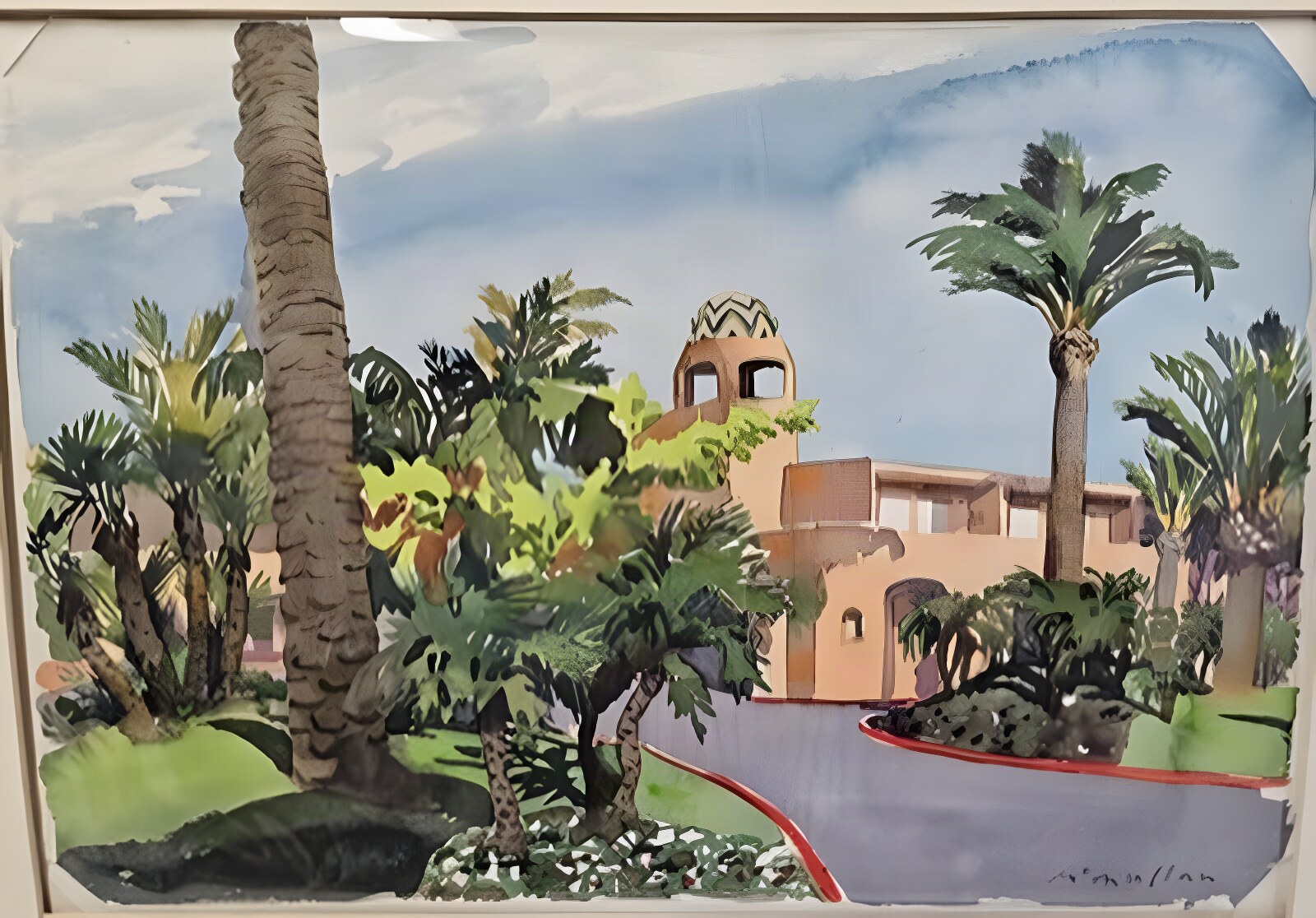 Newport Resort Entrance (ORIGINAL WATERCOLOR ART) SIGNEDby: McMullan, James