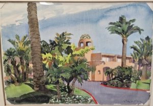 Newport Resort Entrance (ORIGINAL WATERCOLOR ART) SIGNEDby: McMullan, James