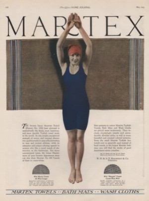 ORIG VINTAGE 1923 MARTEX TOWEL AD: Swimsuit poseby: N/A