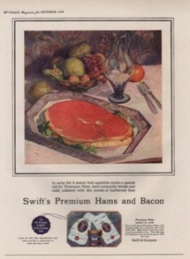 ORIG VINTAGE 1924 SWIFT'S PREMIUM HAM  ADby: N/A