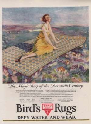 ORIG VINTAGE 1926 BIRD'S RUGS AD: Flying Carpetby: Coss (Illustrator), John