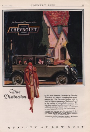 ORIG VINTAGE 1927 CHEVROLET CAR AD: The Chevrolet Landauby: N/A