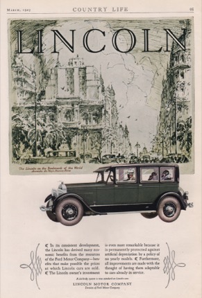 ORIG VINTAGE 1927 LINCOLN MOTOR CAR AD: Buenos Airesby: N/A