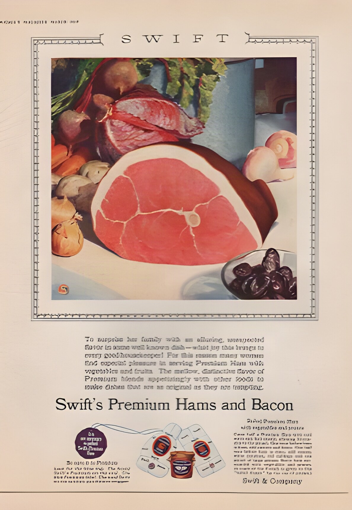 ORIG VINTAGE 1928 SWIFT PREMIUM HAM ADby: N/A