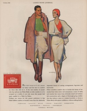 ORIG VINTAGE 1930 BODY BY FISHER CAR AD: Polo playerby: Barclay (Illust.), McClelland