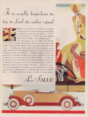 ORIG VINTAGE 1930 LA SALLE CAR ADby: Leonard (Illust.)