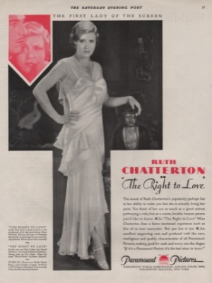 ORIG VINTAGE 1930 PARAMOUNT PICTURES MOVIE ADby: Chatterton, Ruth