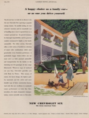 ORIG VINTAGE 1931 CHEVROLET SIX CAR AD: Five-Passenger Coupeby: McLeod (Illust.), Ronald