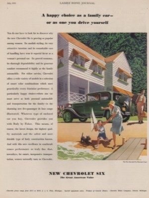 ORIG VINTAGE 1931 CHEVROLET SIX CAR AD: Five-Passenger Coupeby: McLeod (Illust.), Ronald