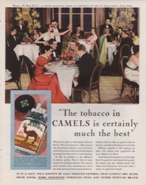 ORIG VINTAGE 1933 CAMEL CIGARETTES AD: Supper, St. Regis Roofby: N/A