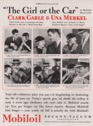 ORIG VINTAGE 1933 MOBILOIL AD: Clark Gableby: Gable, Clark