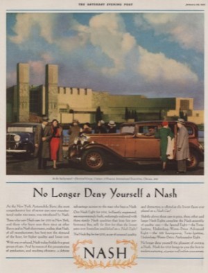 ORIG VINTAGE 1933 NASH AUTOMOBILE AD: Chicago Expo 1933by: N/A