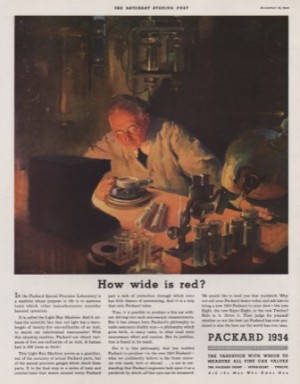 ORIG VINTAGE 1934 PACKARD CAR AD: The Light Ray Machineby: Sundblom (Illust.), Haddon