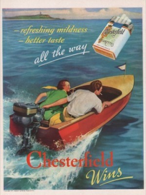 ORIG VINTAGE 1937 CHESTERFIELD CIGARETTES AD: Speedboatby: N/A