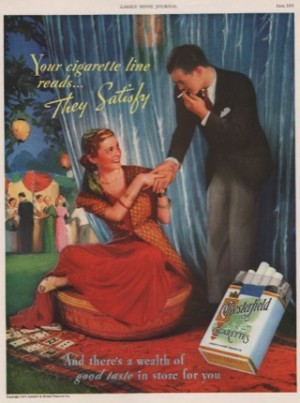 ORIG VINTAGE 1937 CHESTERFIELD CIGARETTES AD: Young Man with Fortune Tellerby: N/A