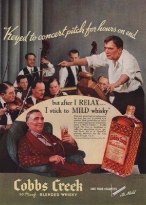 ORIG VINTAGE 1937 COBBS CREEK WHISKEY AD: Orchestra Leaderby: N/A