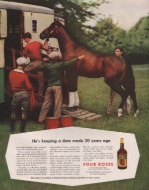 ORIG VINTAGE 1938 FOUR ROSES WHISKEY AD: Race horseby: N/A