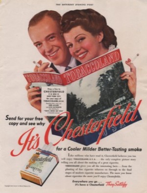 ORIG VINTAGE 1941 CHESTERFIELD CIGARETTES AD: Fred Astaire and Rita Hayworthby: Astaire, Fred and Rita Hayworth