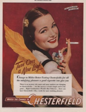 ORIG VINTAGE 1944 CHESTERFIELD CIGARETTES ADby: N/A