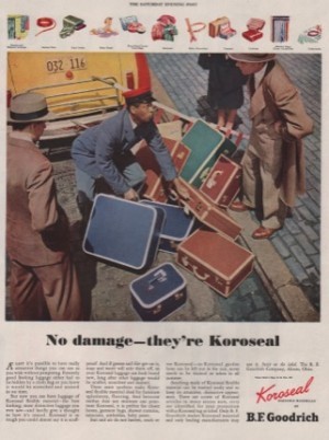 ORIG VINTAGE 1948 KOROSEAL LUGGAGE AD: Black porterby: N/A