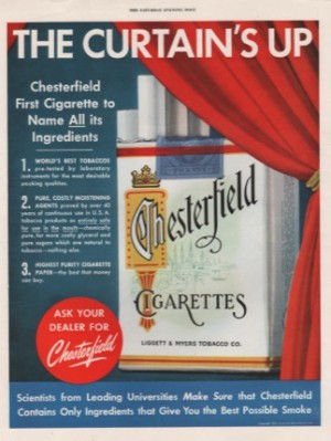ORIG VINTAGE 1952 CHESTERFIELD CIGARETTES ADby: N/A