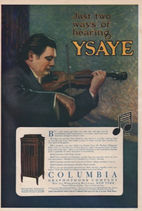 ORIG VINTAGE MAGAZINE AD: Columbia Graphophone - "Just  Two Ways of  Hearing Ysaye"by: N/A