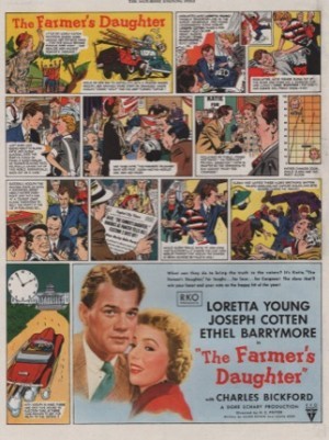 ORIG VINTAGE MAGAZINE AD FOR A MOVIE: The Farmer's Daughterby: Loretta Young/Joseph Cotten