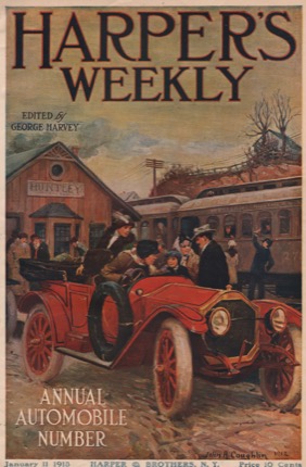 ORIG VINTAGE MAGAZINE COVER: Harper's Weekly January 11 1913 - Annual Automobile Numberby: John A. Coughlin