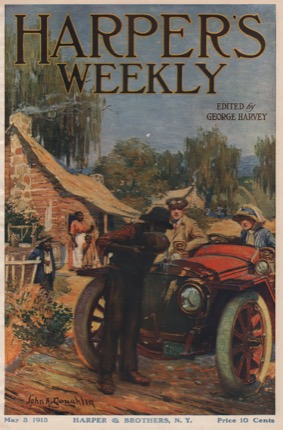 ORIG VINTAGE MAGAZINE COVER: Harper's Weekly May 3 1913 - Overheated Automobileby: John A. Coughlin