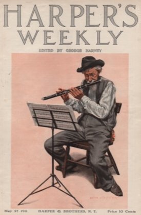ORIG VINTAGE MAGAZINE COVER ILLUSTRATION: Harper's Weekly May 27 1911- The Flutistby: Anton Otto Fischer