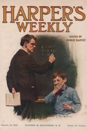 ORIG VINTAGE MAGAZINE COVER March 15 1913 - Stern teacher and pupilby: Chas. A. MacLellan.