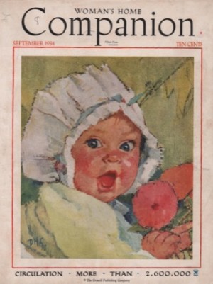 ORIG VINTAGE MAGAZINE COVER/ WOMAN'S HOME COMPANION - SEPTEMBER 1934 - Baby in bonnetby: Smith (Illust.), Dorothy Hope 
