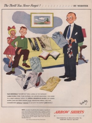 ORIGINAL VINTAGE MAGAZINE AD FOR ARROW SHIRTS: Father's Day cartoon by H.T. Websterby: H.T. Webster (Illust.)