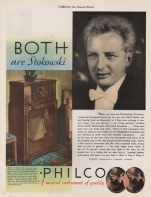 ORIGINAL VINTAGE MAGAZINE AD FOR PHILCO RADIOby: Leopold Stokowski