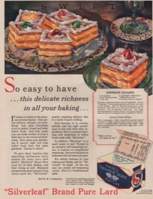 ORIGINAL VINTAGE MAGAZINE AD: Swift's Silverleaf Lard - So easy to have this delicate richness...by: N?A