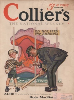 ORIGINAL VINTAGE MAGAZINE COVER: Collier's - August 24 1929 - Boy feeding hippo by: Herbert Paus (Illust.)