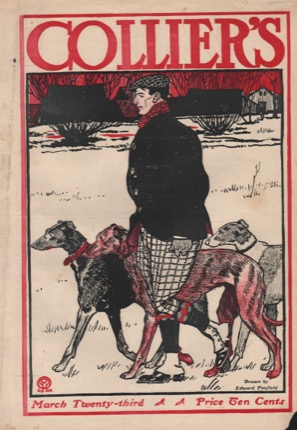 ORIGINAL VINTAGE MAGAZINE COVER: Collier's March 23 1901 - Man walking dogsby: Edward Penfield (Illust.)