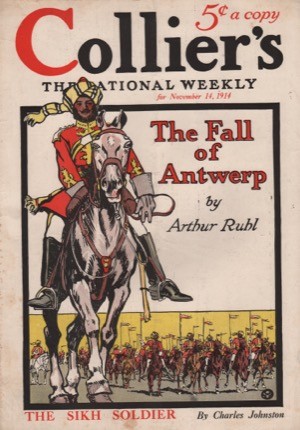 ORIGINAL VINTAGE MAGAZINE COVER: Collier's November 14 1914- Indian Soldietby: Edward Penfield (Illust.)