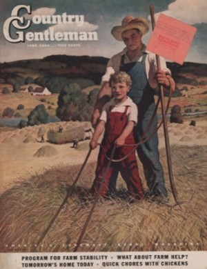 ORIGINAL VINTAGE MAGAZINE COVER: Country Gentleman June 1944 - Farmer and sonby: N. C. Wyeth (Illust.)