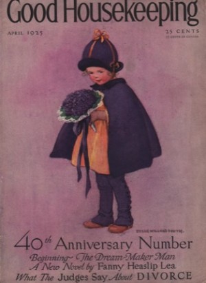 ORIGINAL VINTAGE MAGAZINE COVER: Good Housekeeping April 1925 - Girl with lilacsby: Jessie Wilcox Smith (Illist.)