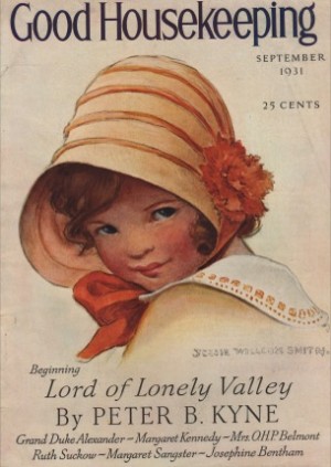 ORIGINAL VINTAGE MAGAZINE COVER: Good Housekeeping September 1931 - Girl in a bonnetby: Jessie Wilcox Smith (Illist.)