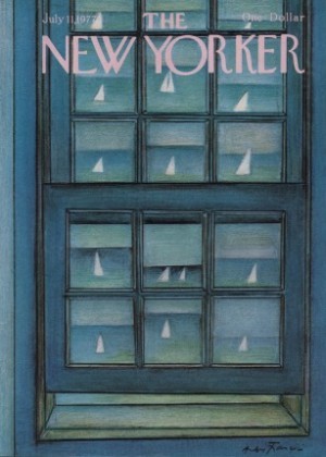 ORIGINAL VINTAGE MAGAZINE COVER: July 11 1977 - Sailboats in window panelsby: Andre Francois (Illust.)