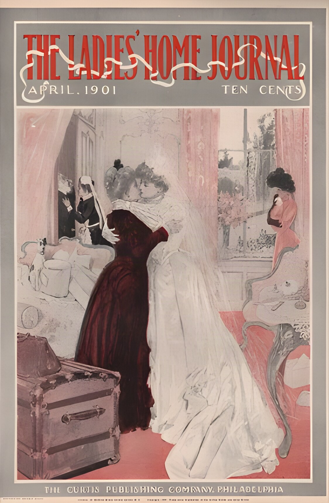 ORIGINAL VINTAGE MAGAZINE COVER: Ladies Home Journal April 1901 Mother and brideby: Henry Hutt (Illust.)